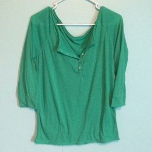Sea foam green button front baseball tee
